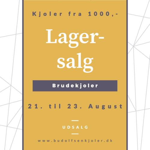 Lagersalg på brudekjoler. Kjoler mellem 1000,- og 3000,- DKK